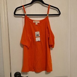 Women's Orange Cold Shoulder Top